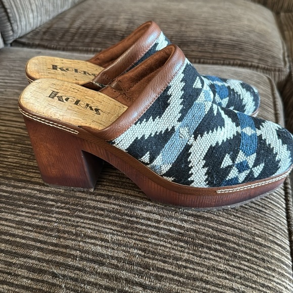 Korks Kork Ease Lori Slip On Fabric Aztec Clog Mule Block Heel Platform Shoe 8.5 - Picture 5 of 13